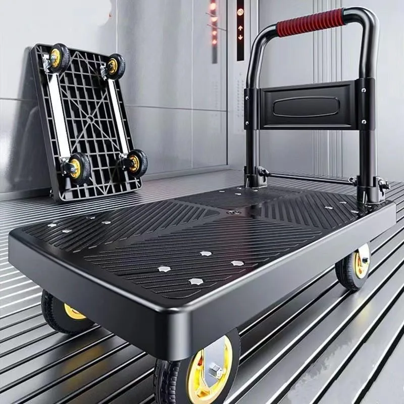 Trojli Utiliti Kecil Empat Roda, Troli Platform Boleh Lipat untuk Pindahan Bagasi & Penghantaran - Image 6