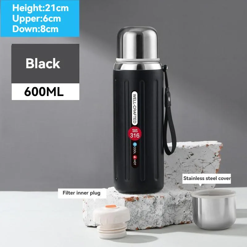 Botol Air Penebat Keluli Tahan Karat 316, Termos Vakum Kapasiti Besar untuk Luar & Perjalanan - Image 6