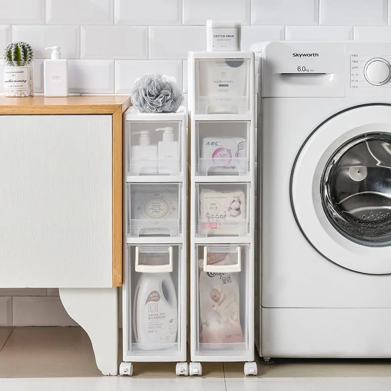 Kabinet Simpanan Ruang Sempit Gaya Laci, Rak Plastik Penjimatan Ruang untuk Dapur & Bilik Air - Image 6