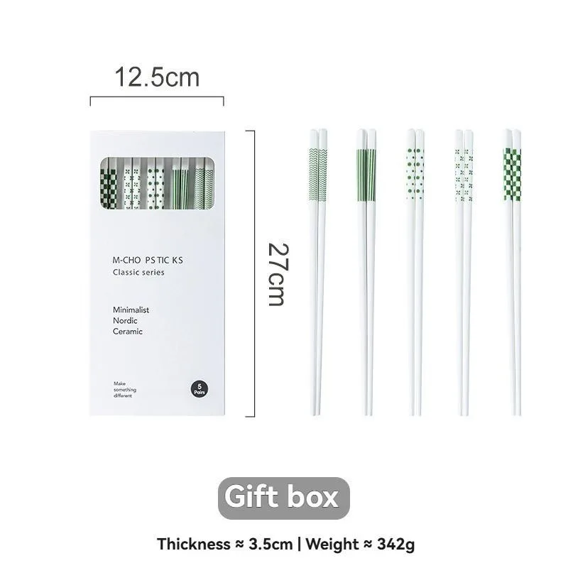 Set Hadiah Mewah 5 Pasang Chopstick Seramik Rumah, Anti Gelincir, Anti Acuan & Antibakteria Boleh Guna Semula - Image 6