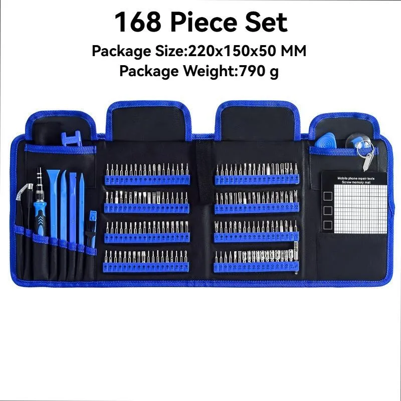 Set Pemutar Skru Baiki Telefon Profesional 168-dalam-1, Alat Ketepatan Keluli CRV Serbaguna - Image 6