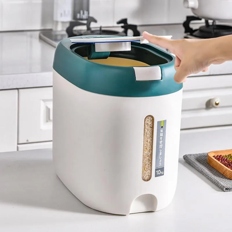 Bekas Beras Kedap Udara 5KG 10KG, Dispenser Beras Bertutup Rapat, Kotak Simpanan Dapur untuk Tepung & Bijirin - Image 6
