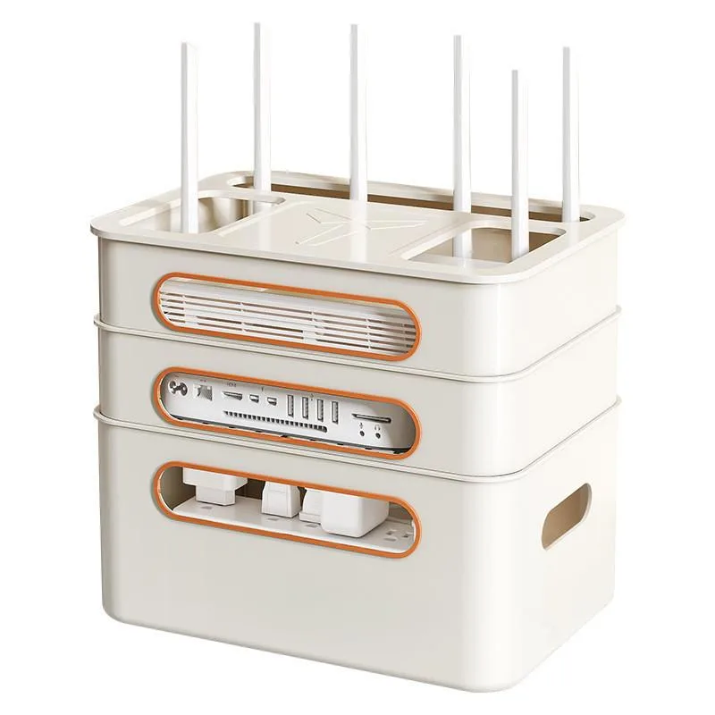 Rak Penyimpanan Soket WiFi Kotak TV Rumah Dengan Pengurusan Kabel & Kotak Router - Image 6