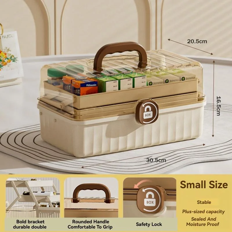 Kotak Penyimpanan Portable Boleh Lipat Bertingkat Besar Alat Seni Makeup Rumah Tangan - Image 6