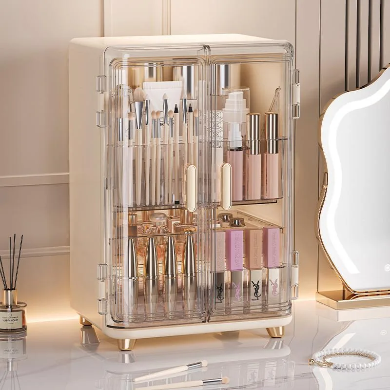 Bekas Simpanan Kosmetik Meja Solek Kalis Debu Rak Skincare Dengan Laci Besar Kapasiti Organizer Meja Solek Serbaguna - Image 6