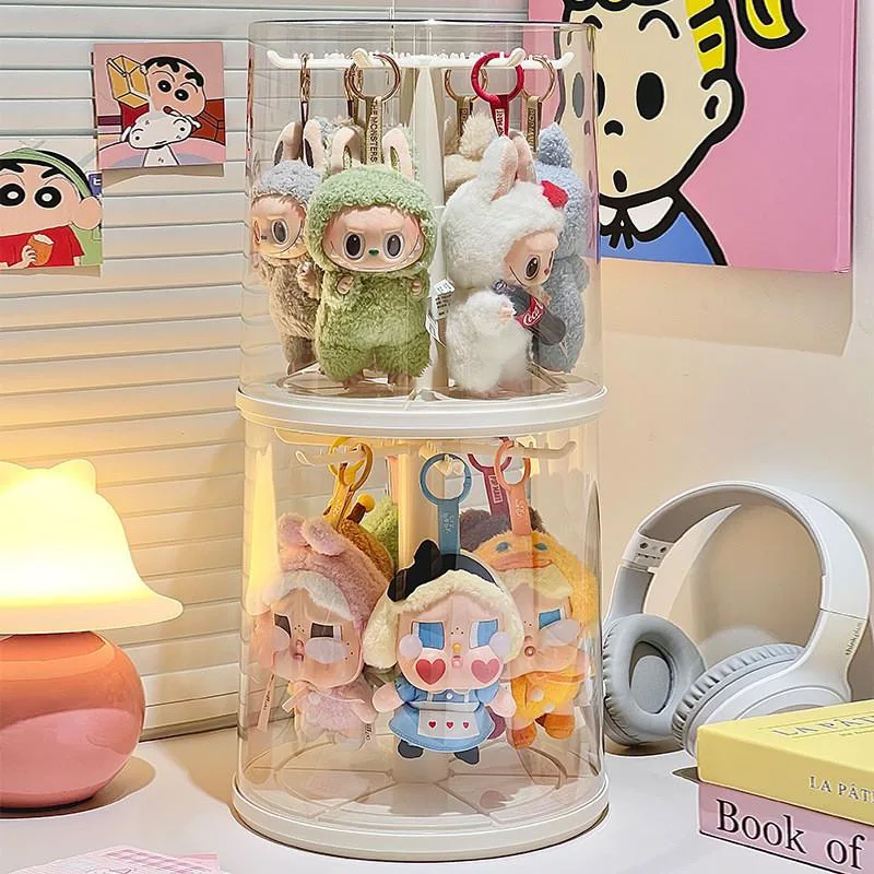 Kotak Simpanan Figura Blind Box Boleh Putar Lutsinar Dengan Penyangga Kartun - Image 6