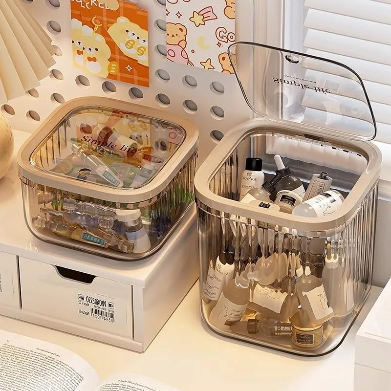 Desktop Storage Box Kosmetik Serum Skrin Box Telus Dengan Penutup Rak Organizer Premium - Image 6