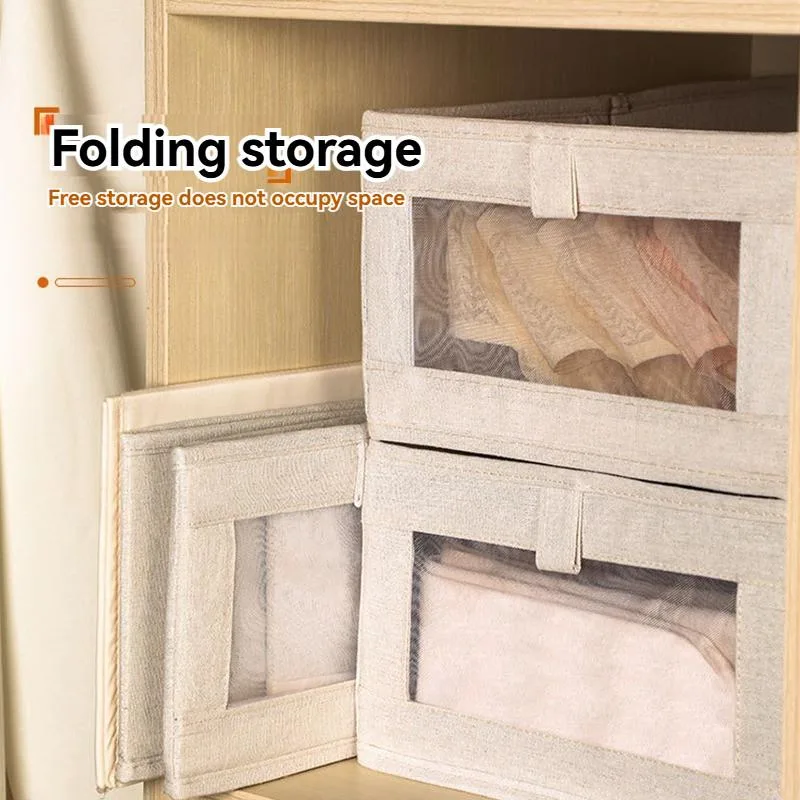 Kotak Penyimpanan Pakaian Seluar Boleh Lipat Fabric Kalis Debu Kapasiti Besar Jendela Jelas Organizer Rumah Asrama - Image 6