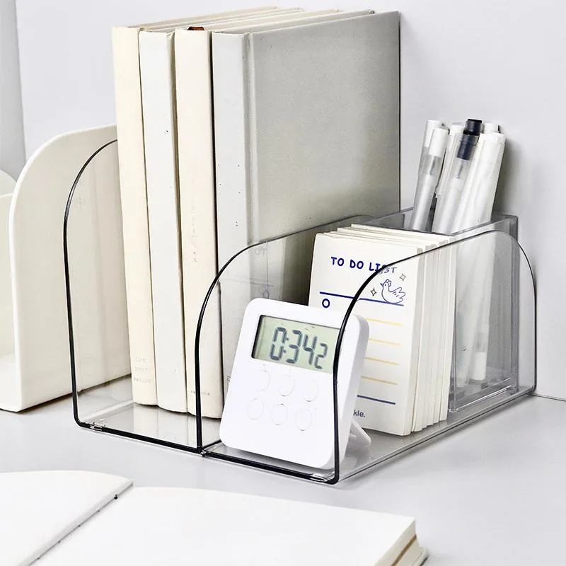 Rak Buku Lutsinar Desktop Kotak Penyimpanan Fail Buku Organizer Meja Pelajar - Image 6