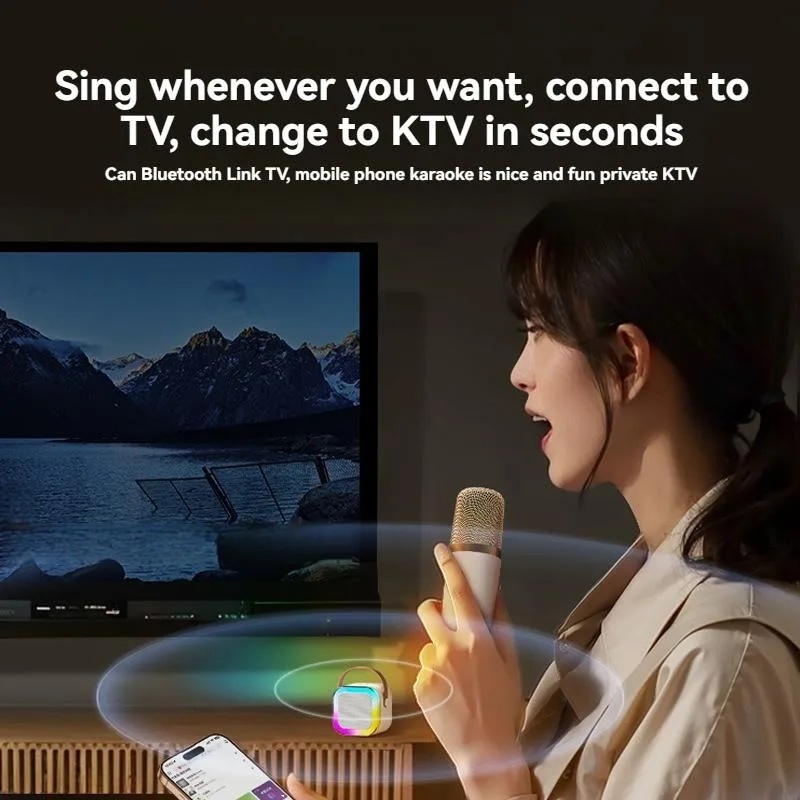 K12 Speaker Bluetooth Mini Mudah Alih Mikrofon Karaoke Serbaguna Tanpa Wayar Untuk Rumah Ktv - Image 6