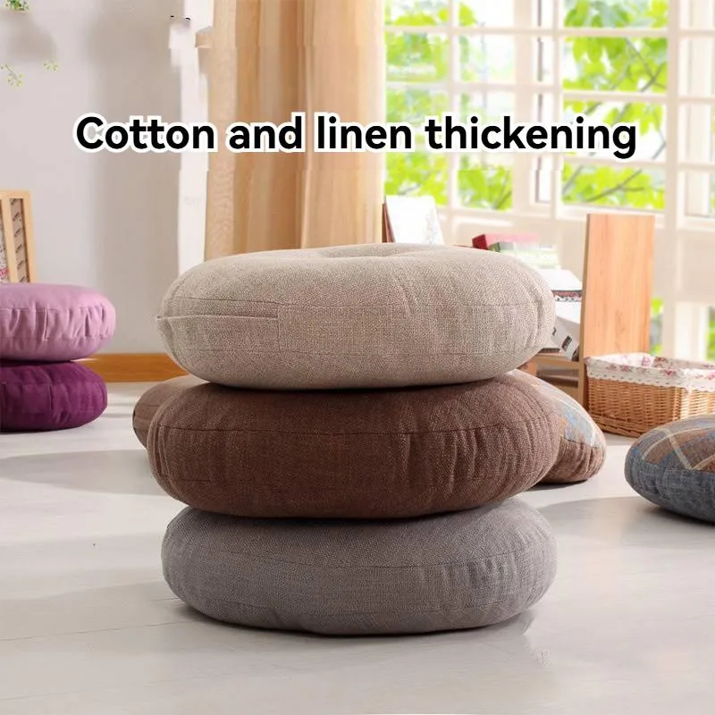 Cushion Duduk Bulat Kapas Linen Tebal Jenis Jepun Untuk Taman Tepi Tingkap Tatami Lantai Boleh Tanggal Basuh - Image 6
