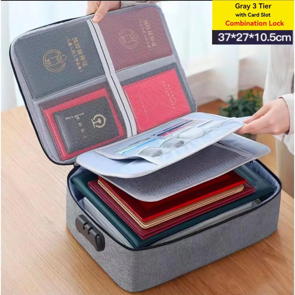 Beg Organiser Dokumen Kapasiti Besar Kalis Air Untuk Sijil Pasport Fail Penyimpanan Rumah - Image 6