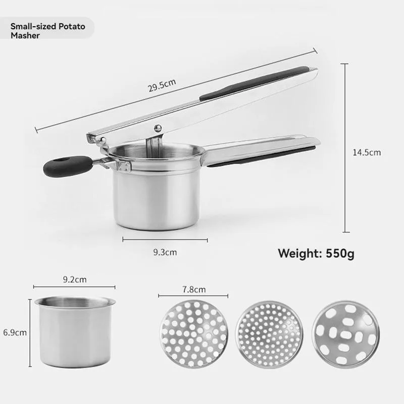 Penghancur Kentang Pemegang Silikon Baharu Dengan Mesh Boleh Tukar Ricer Kentang Untuk Dapur - Image 6