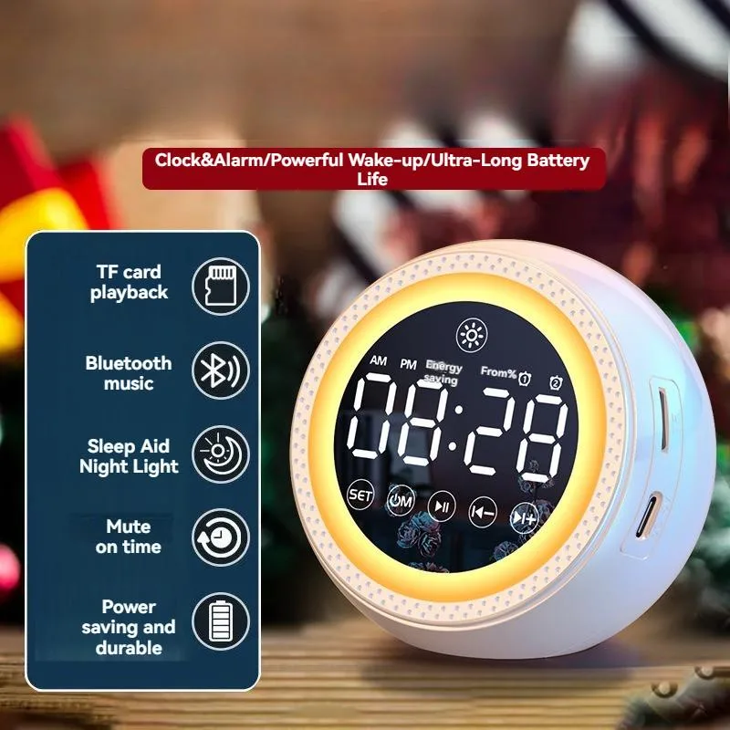 Jam Penggera Pintar AI Kawalan Suara Pembesar Suara Bluetooth Bunyi Kuat Boleh Cas Jam Meja untuk Pelajar Asrama - Image 6