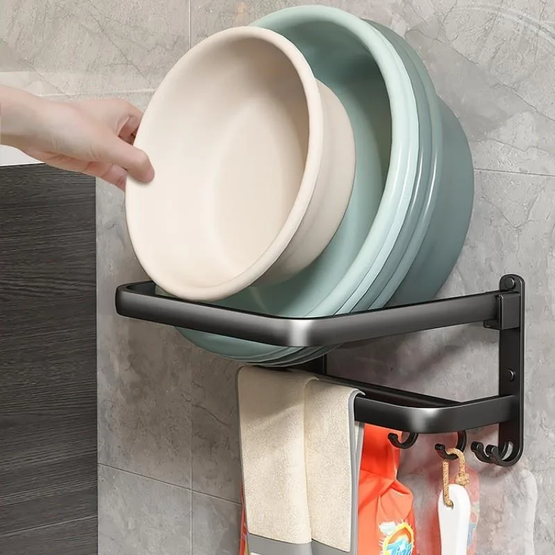 Drill Free Wall Basin Rack Bathroom Adhesive Washbasin Storage Shelf Space Saving Rak Besen - Image 6