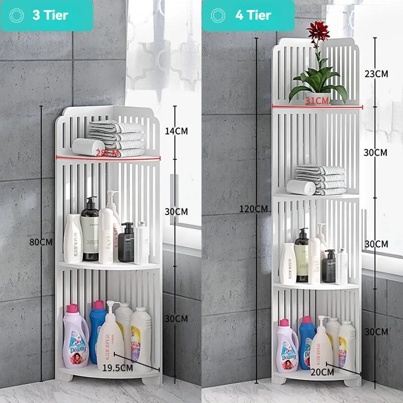 Corner Bathroom Rack Floor Standing Multi Tier Storage Shelf Organizer Rak Penyimpanan Sudut - Image 6