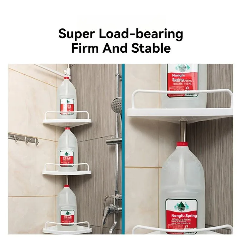 Drill Free Corner Rack Adjustable Stainless Steel Bathroom Floor Organizer Rak Bilik Mandi Boleh Dilaraskan - Image 6