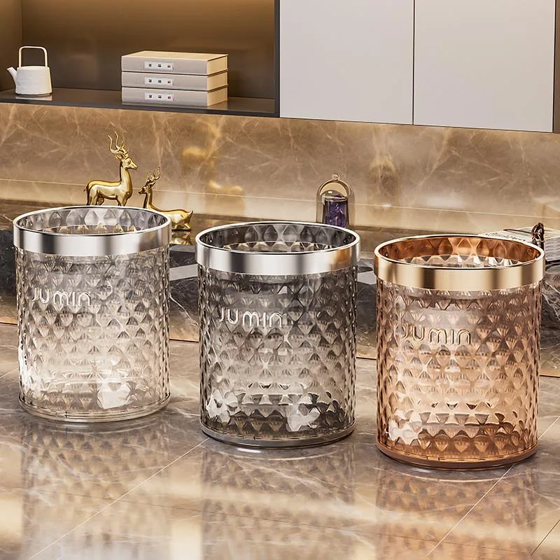 Transparent Trash Can Clear Garbage Bin for Living Room Bathroom Home Waste Basket Bin Sampah - Image 6