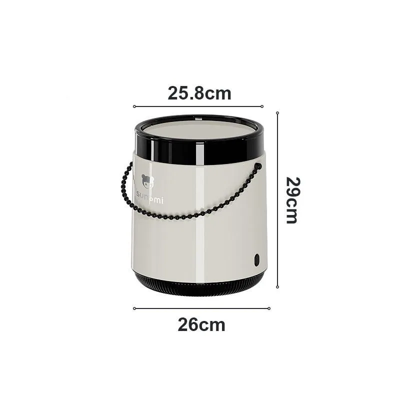 Portable Handled Lidded Trash Can For Home Kitchen Bathroom Living Room Tong Sampah - Image 6