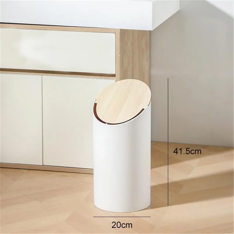 Plastic Flip Top Trash Can With Rim with Lid For Home Living Room Tong Sampah - Image 6