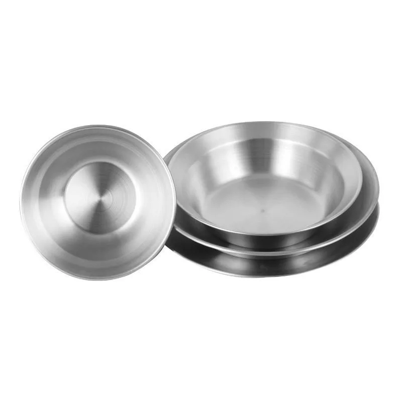 4Pcs Outdoor Tableware Set Stainless Steel Bowls Plates & Saucers Pinggan dan mangkuk - Image 6