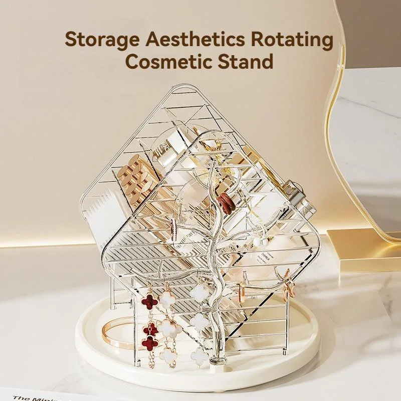 Rotating Makeup Organizer Desktop Cosmetic Storage Box Lipstick Eyeshadow Holder Rak Kosmetik Berputar - Image 6