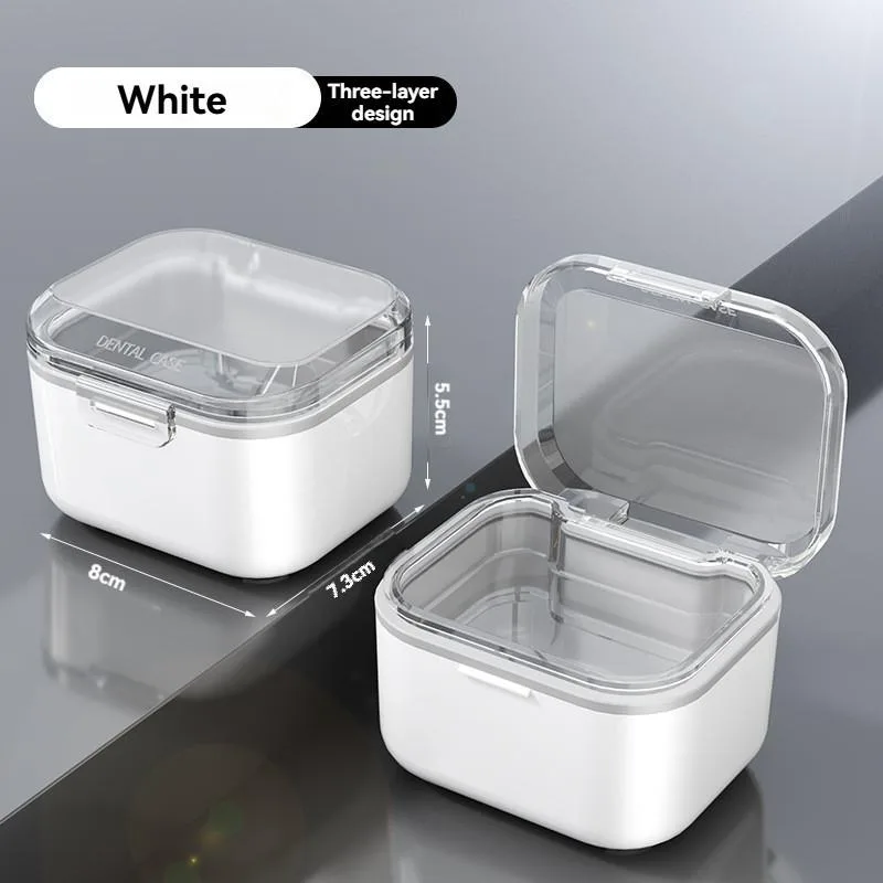 Portable Retainer Case Aligner Denture Storage Box Ventilated Layered Travel Organizer Bekas Penyimpanan Alat Gigi - Image 6