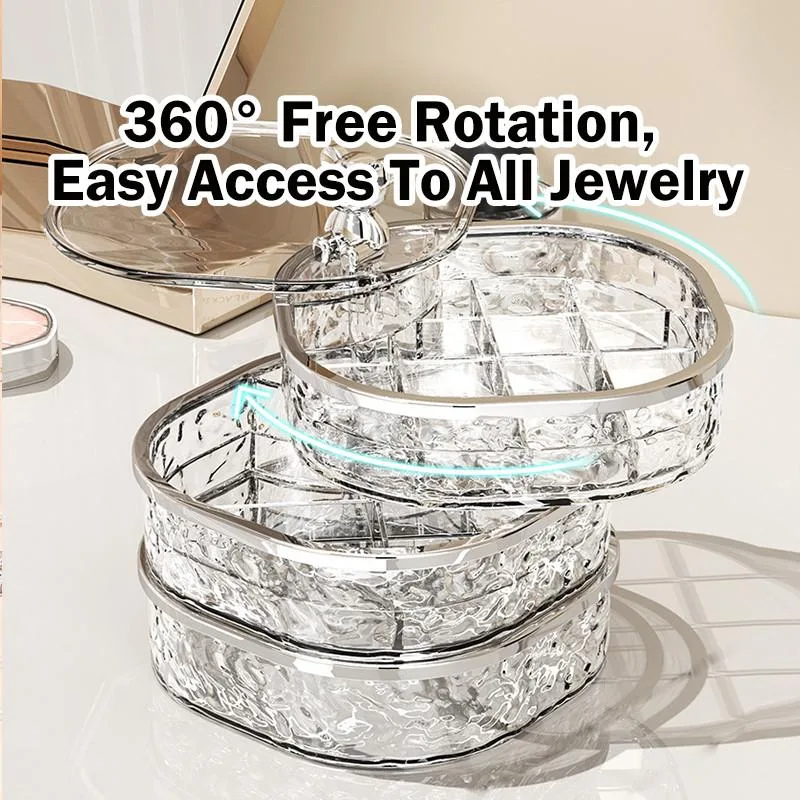 Desktop Jewelry Box Earring Ring Necklace Organizer Storage Vanity Kotak Barang Kemas Berputar - Image 6