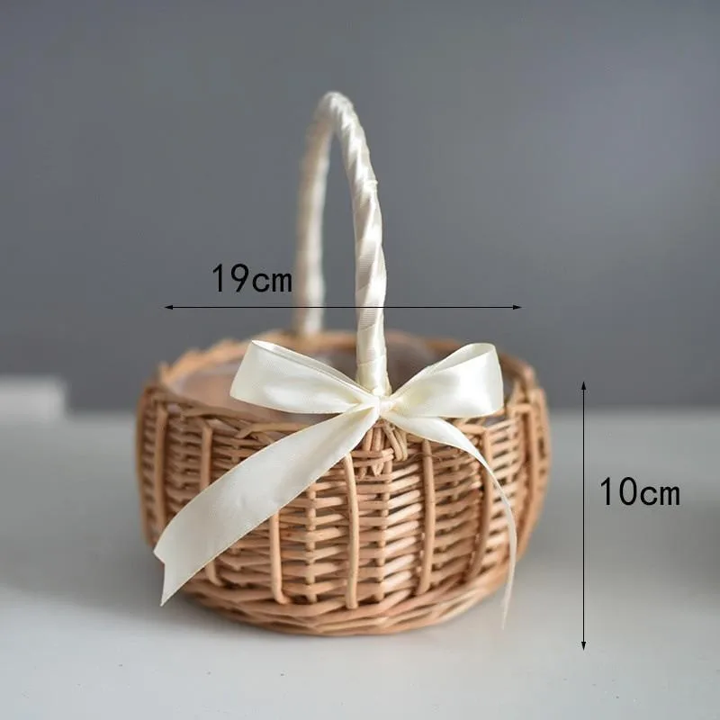 Handmade Woven Willow Basket Flower Girl Gift Storage Rattan Bamboo Organizer Bakul Anyaman Buluh Bertangkai - Image 6