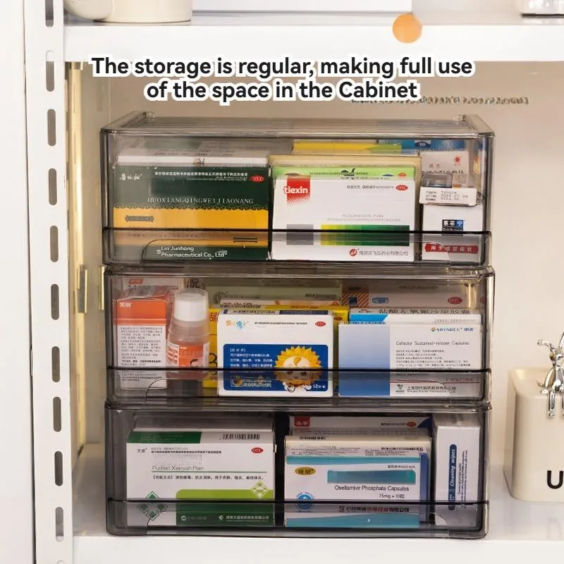 Drawer Style Medicine Box Transparent First Aid Kit Family Pharmaceutical Storage Kotak Ubat Berlaci Lutsinar - Image 6