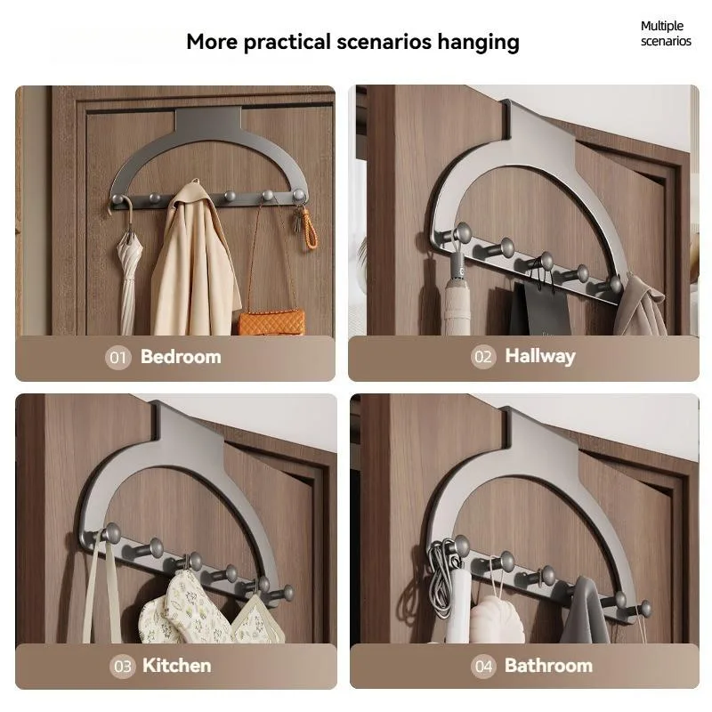 Over The Door Hooks No Drill Coat Hanger Rack Bedroom Back-of-Door Storage Organizer Rak Gantung Belakang Pintu - Image 6