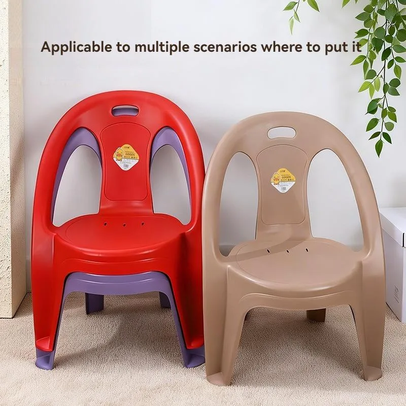 Thickened Plastic Stool Low Back Home Kitchen Chair With Small Backrest Kids Seat Stackable Kerusi plastik - Image 6