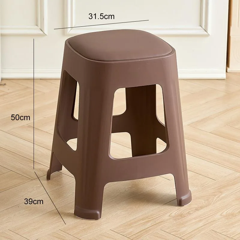 Stackable Plastic Dining Chair Light Luxury Square Stool For Home Kitchen Kerusi Plastik - Image 6