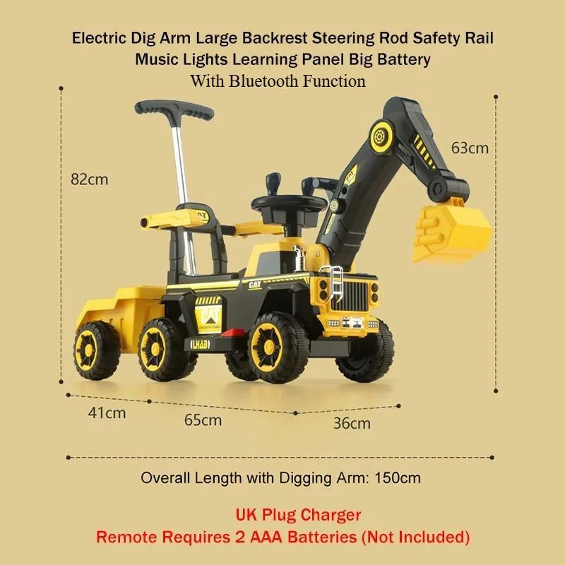 Remote Control Extra Large Electric Kids Ride On Excavator Sliding Toy Car Kereta Mainan Penggali Elektrik 4 Roda - Image 6