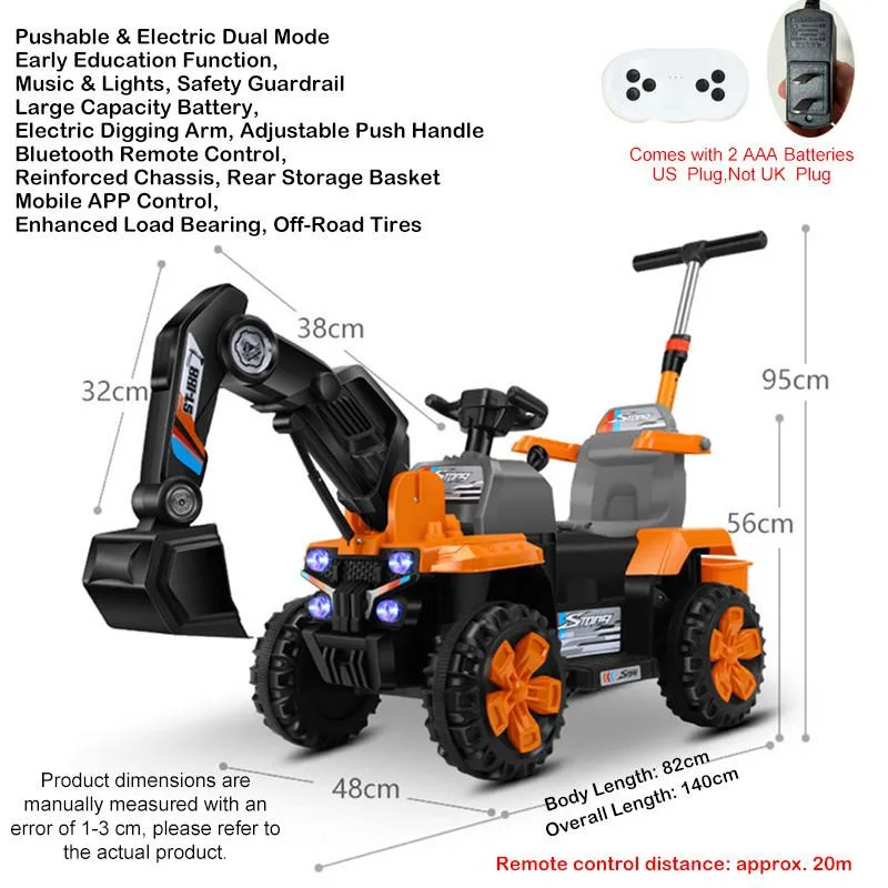 Remote Control Electric Kids Excavator Toy Dual Motor Large Rechargeable Digger Car for Boys Pengorek Elektrik - Image 6