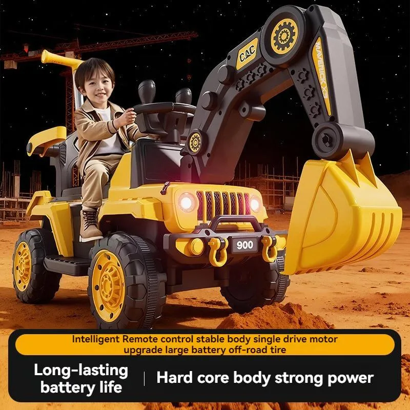 Kids Electric Excavator Large Digger Remote Control Ride On Toy Kereta Luncur Penggali Elektrik 4 Roda - Image 6