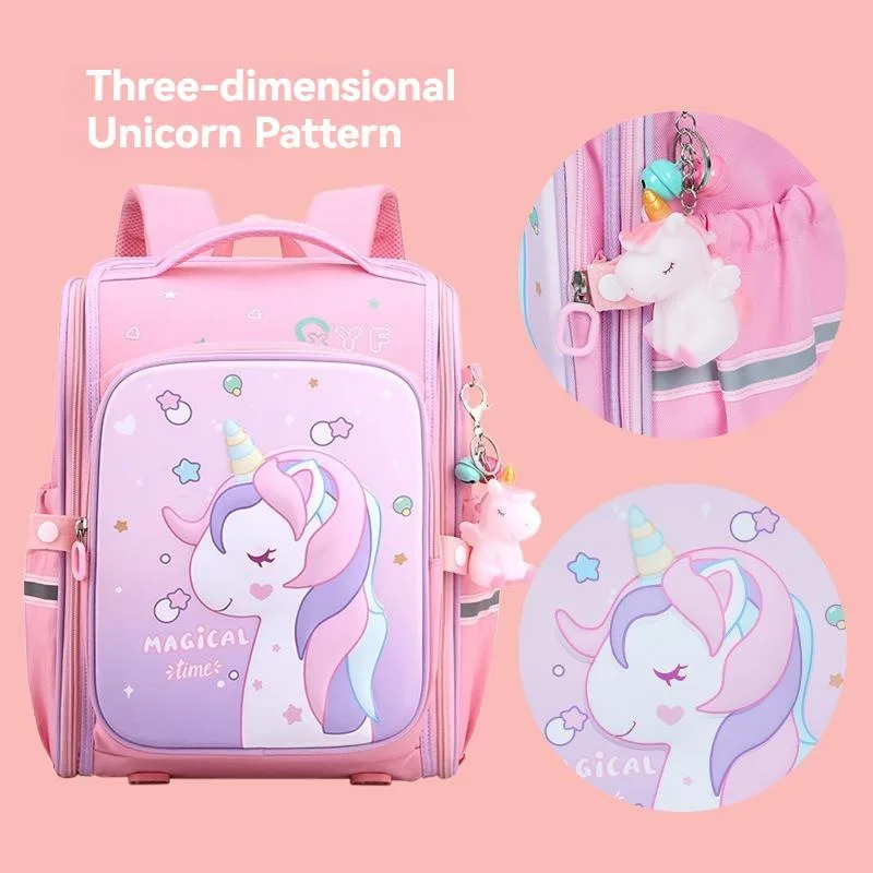 Unicorn Cartoon Backpack Ergonomic Anti-Backpack for Boys and Girls Grades 1-3 Beg Galas Pelajar - Image 6