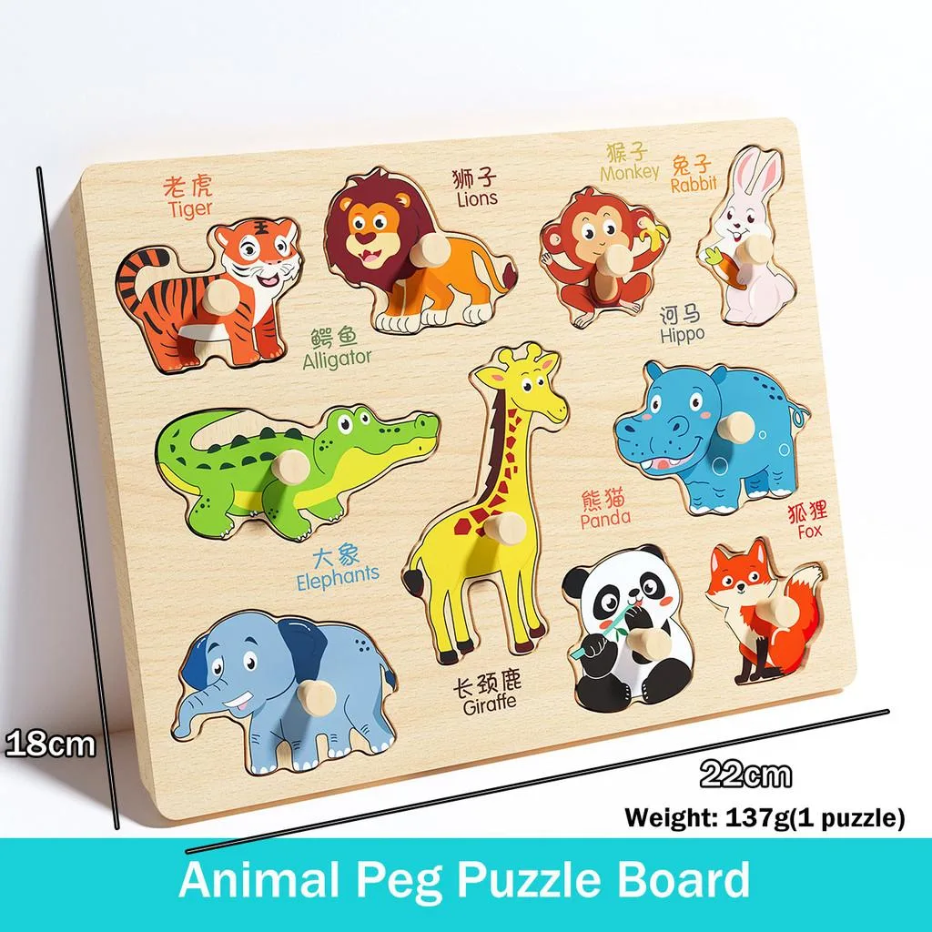 Wooden Shape Matching Pegboard 3D Puzzle Montessori Educational Building Block Toy For Toddlers Teka-teki 3D - Image 6