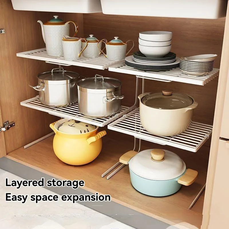 Rak Bertingkat Kaunter Dapur, Pengatur Peralatan Dapur dengan Rak Pelbagai Aras & Kabinet - Image 6