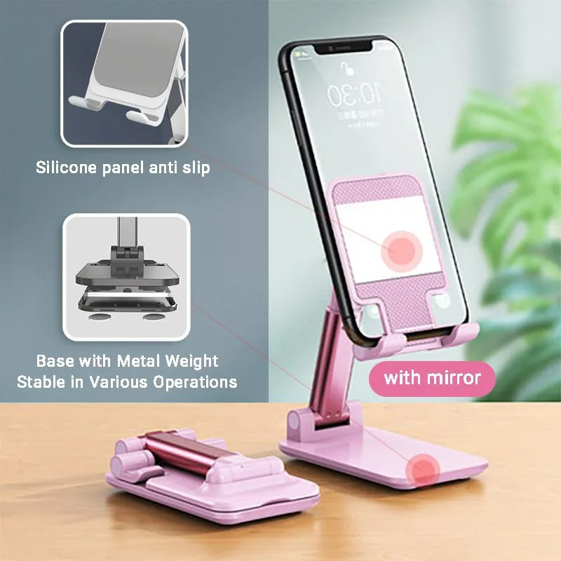 Pemegang Telefon Mudah Alih Boleh Laras, Tapak Boleh Lipat untuk Telefon & Tablet Meja - Image 6