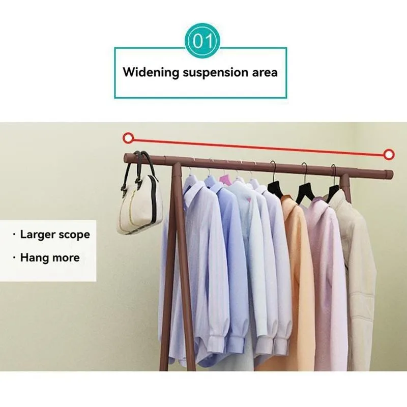 Rak Kot Segi Tiga Boleh Alih, Rak Simpanan Bertingkat, Penyangkut Baju Ringkas & Rak Pengering Pakaian - Image 7