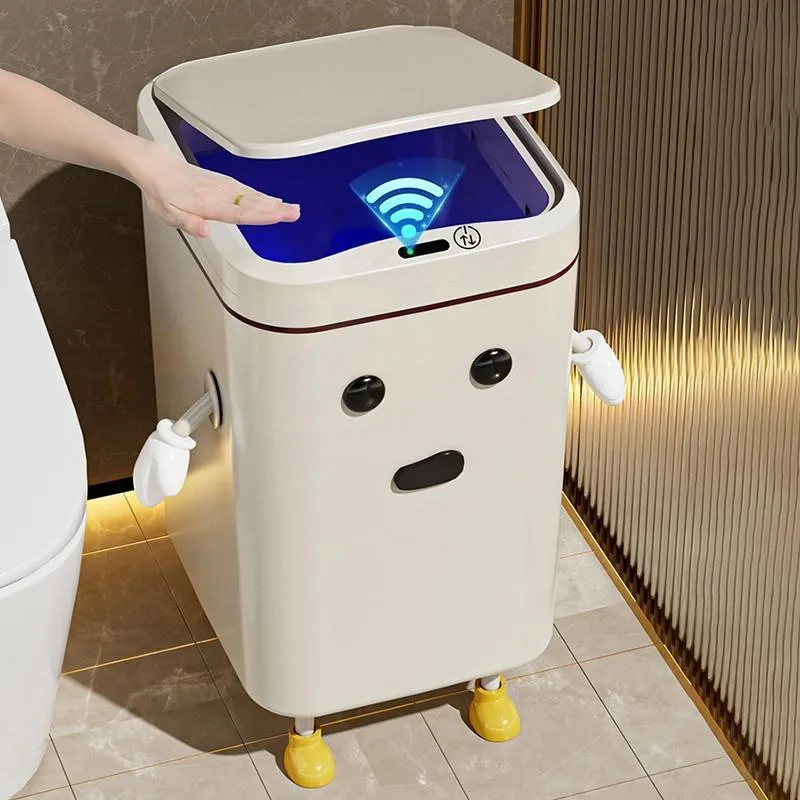 Tong Sampah Pintar Baharu dengan Penutup, Tong Sampah Elektrik Automatik Gaya Mewah untuk Bilik Air - Image 7