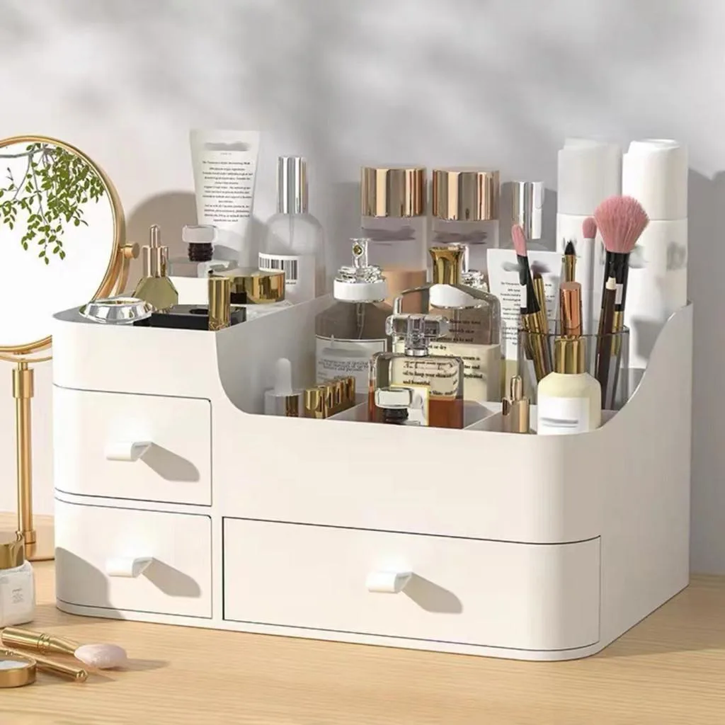Kotak Simpanan Kosmetik Gaya Laci, Saiz Besar, Pengatur Skincare Plastik Meja - Image 7