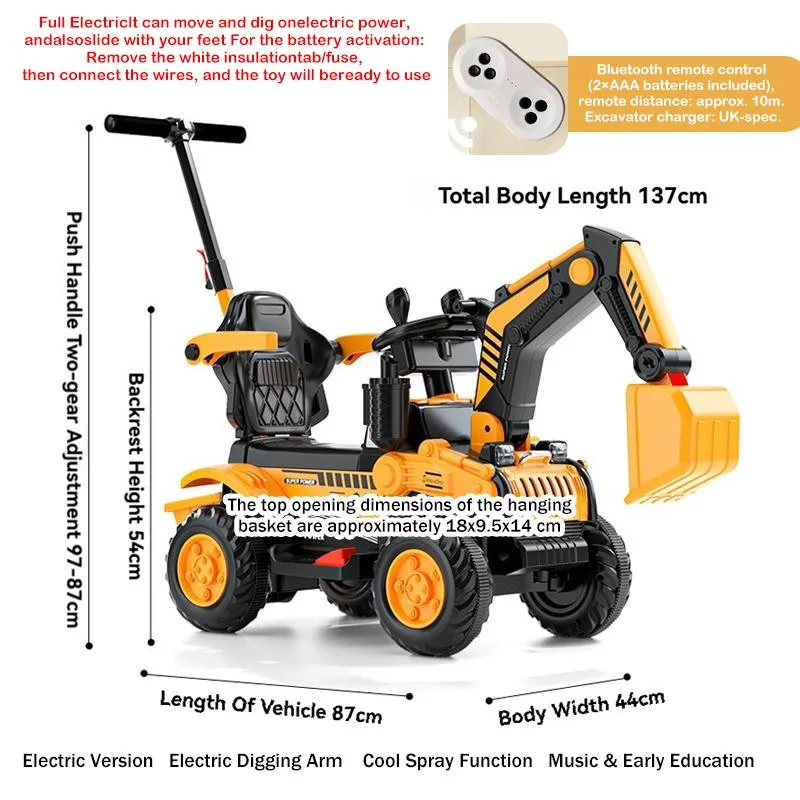 Kereta Mainan Excavator Elektrik Kanak-kanak Boleh Naik Saiz Super Besar Untuk Budak Lelaki Kenderaan Kejuruteraan - Image 7