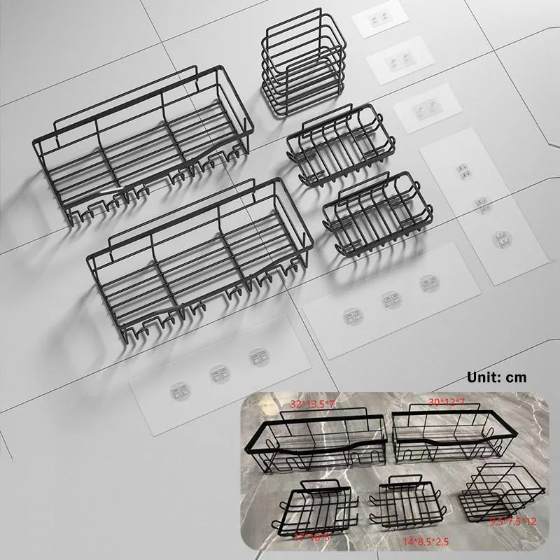 Drill Free Bathroom Shower Rack Wall Mounted Storage Shelf No Drilling Adhesive Rak Serbaguna Bilik Air - Image 7