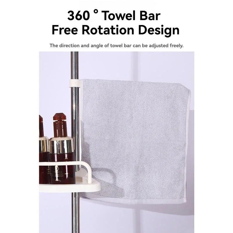 Drill Free Corner Rack Adjustable Stainless Steel Bathroom Floor Organizer Rak Bilik Mandi Boleh Dilaraskan - Image 7