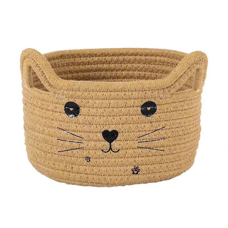Cotton Rope Woven Desktop Storage Box Home Organizer Cotton Linen Snack Clutter Basket Kotak Penyimpanan Meja - Image 7
