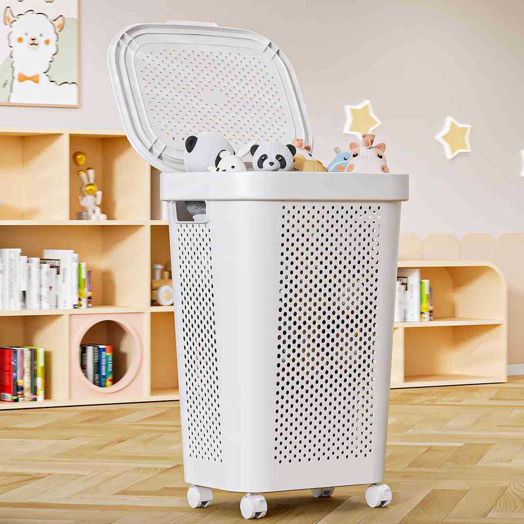 Lidded Large Laundry Hamper Dirty Clothes Storage Basket For Bathroom Washroom Home Use Bakul Pakaian Kotor - Image 7