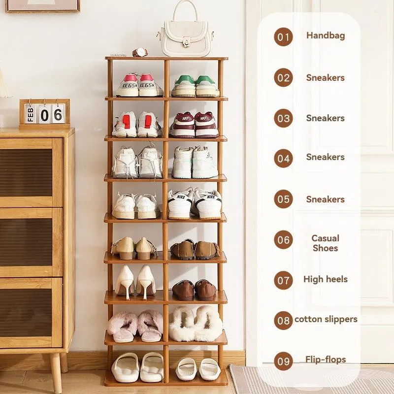 Tool-Free Assembly Vertical Shoe Rack Narrow Multi Layer Staggered Footwear Organizer For Doorway Small Home Rak Kasut - Image 7