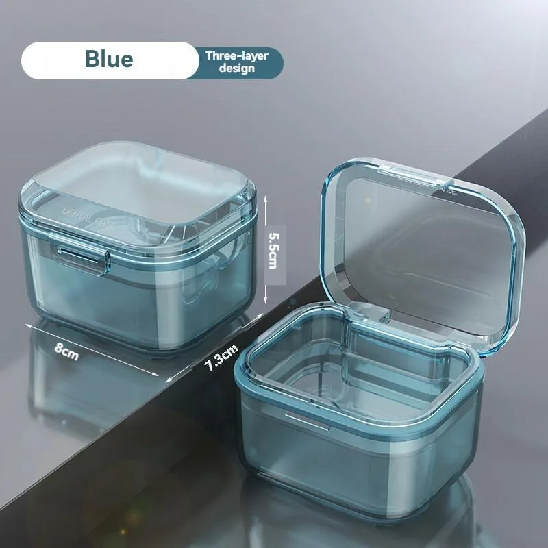 Portable Retainer Case Aligner Denture Storage Box Ventilated Layered Travel Organizer Bekas Penyimpanan Alat Gigi - Image 7